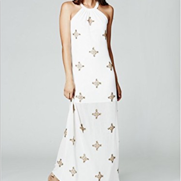 white beaded maxi dress